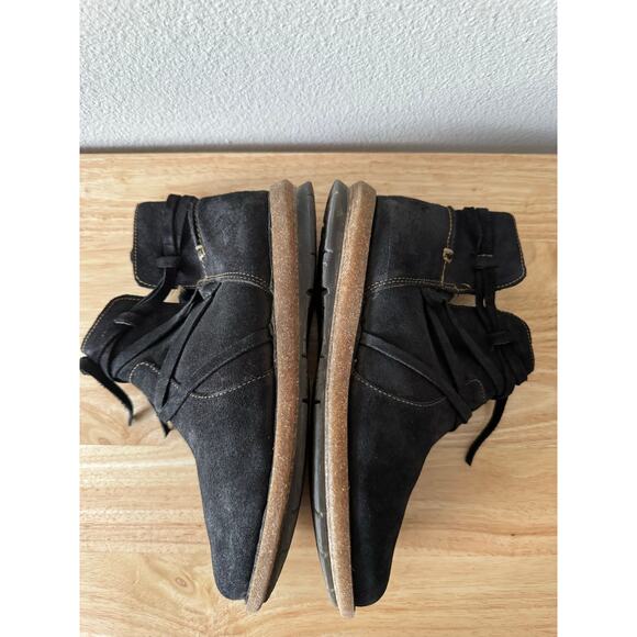 Born Women’s Tarkiln Black Suede Leather Ankle Boots Booties Strap Laces Size 9 - Picture 11 of 12